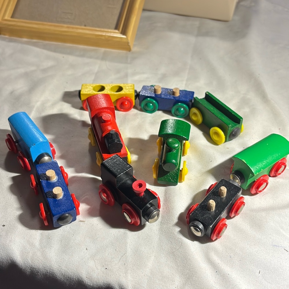 Vintage wooden magnetic train toys lot of 10